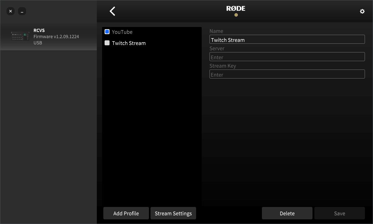 RØDECaster Video stream profiles